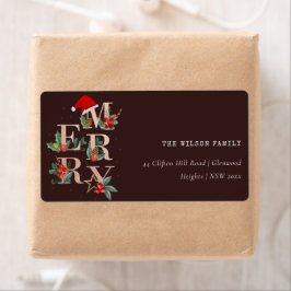 Brown Rose Gold Frohe Weihnachtsfolienadresse
