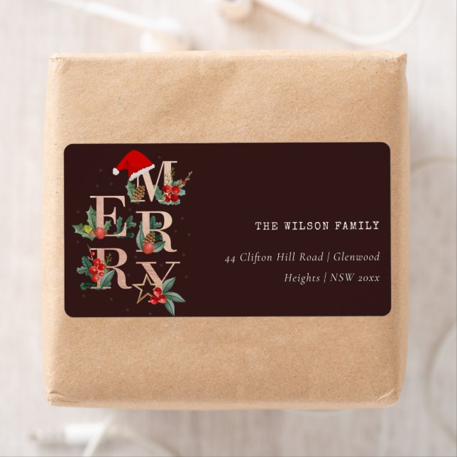 Brown Rose Gold Frohe Weihnachtsfolienadresse (Insitu)