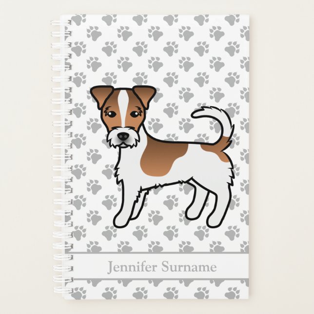 Brown Rough Coat Jack Russell Terrier Dog & Name Planer (Vorderseite)