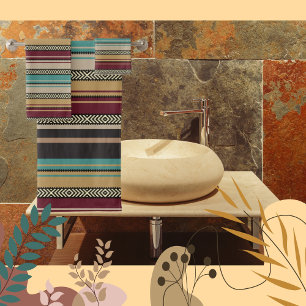 Brown, Rouille, Or, Verres Aqua & Serviettes Motif