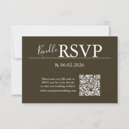 Brown RSVP QR Code Card for Modern Wedding