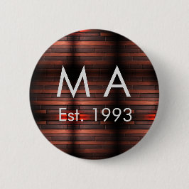 Brown rustic brick stone add name letter year date button