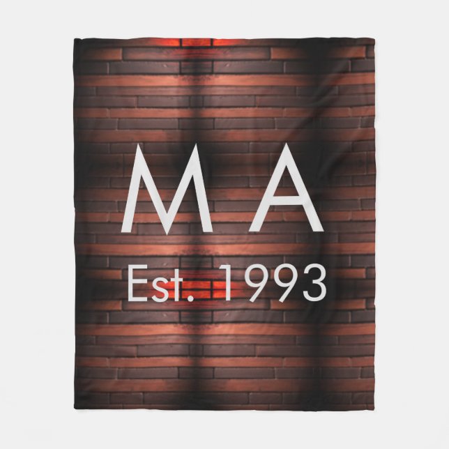 Brown rustic brick stone add name letter year date fleecedecke (Vorderseite)
