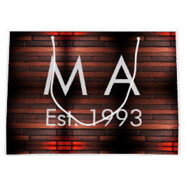 Brown rustic brick stone add name letter year date große geschenktüte