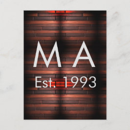 Brown rustic brick stone add name letter year date postkarte