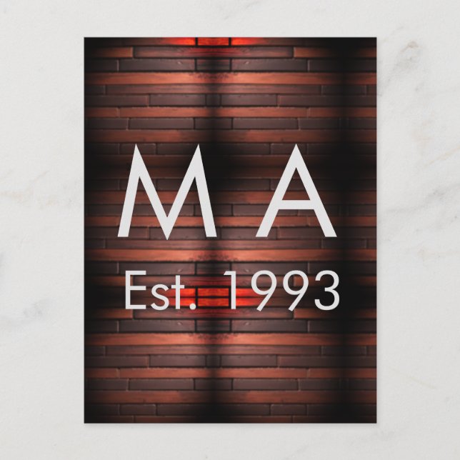 Brown rustic brick stone add name letter year date postkarte (Vorderseite)