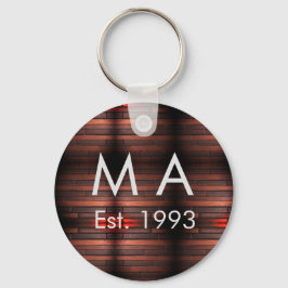 Brown rustic brick stone add name letter year date schlüsselanhänger