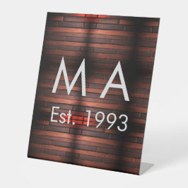 Brown rustic brick stone add name letter year date sockelschild