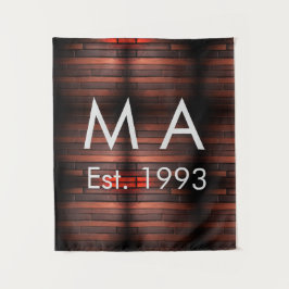 Brown rustic brick stone add name letter year date wandteppich