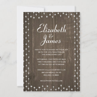 Brown Rustique Pays Grange Bois Mariage Invitation