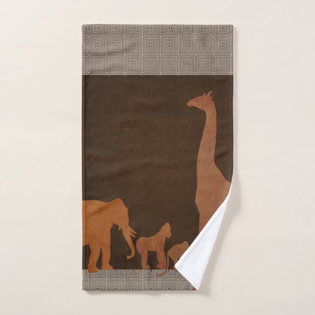 Brown Safari Jungle Zootiere Badhandtuch Set (Handtuch)