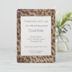 Brown Safari Leopard Animal Sparkle Geburtstag Einladung