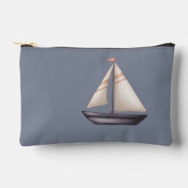 Brown Sailing Boat and Name on Gray Zubehörtasche