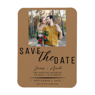 Brown Save-the-Date-Foto-Hochzeit Magnet