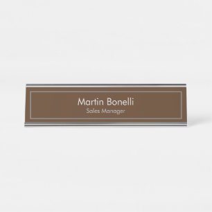 Brown Schlicht Simple Modern Beruflich Schreibtischnamensplakette