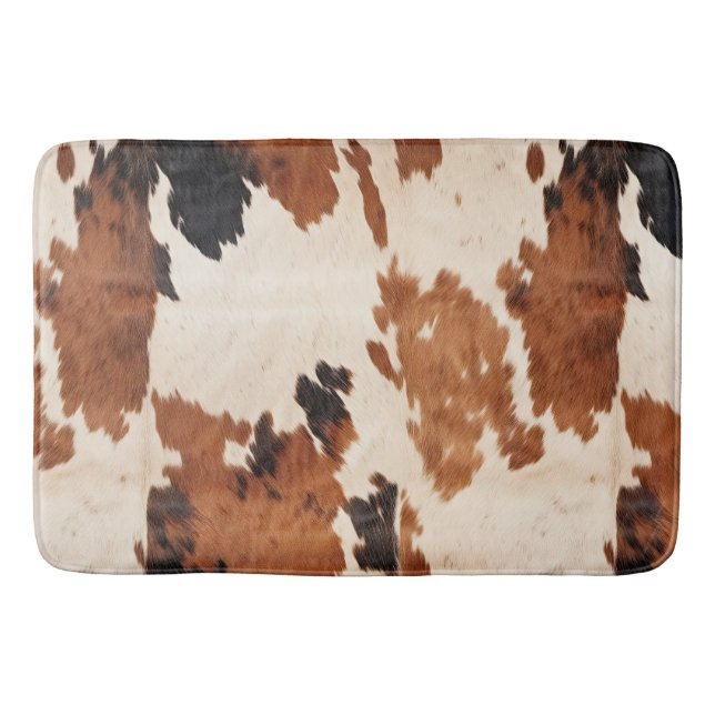 Brown Schwarz-weiß Cowhide Badematte (Vorderseite)