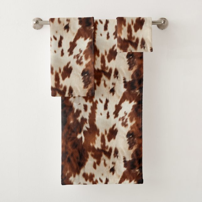 Brown Schwarz-weiß Cowhide Badhandtuch Set (Insitu)