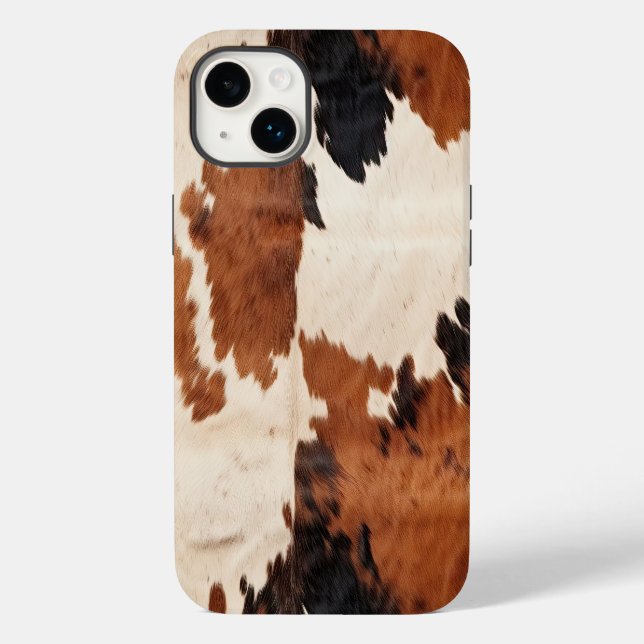 Brown Schwarz-weiß Cowhide Case-Mate iPhone 14 Plus Hülle (Rückseite)