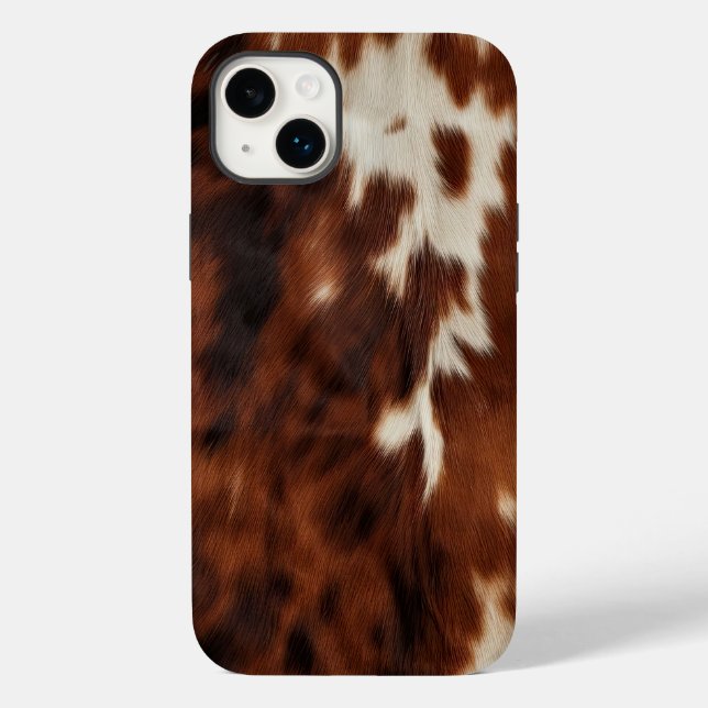 Brown Schwarz-weiß Cowhide Case-Mate iPhone 14 Plus Hülle (Rückseite)