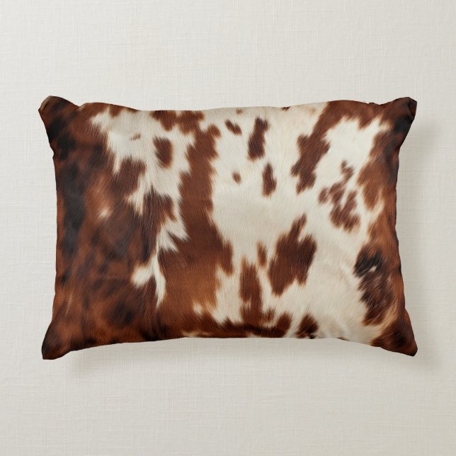 Brown Schwarz-weiß Cowhide Dekokissen (Vorderseite)