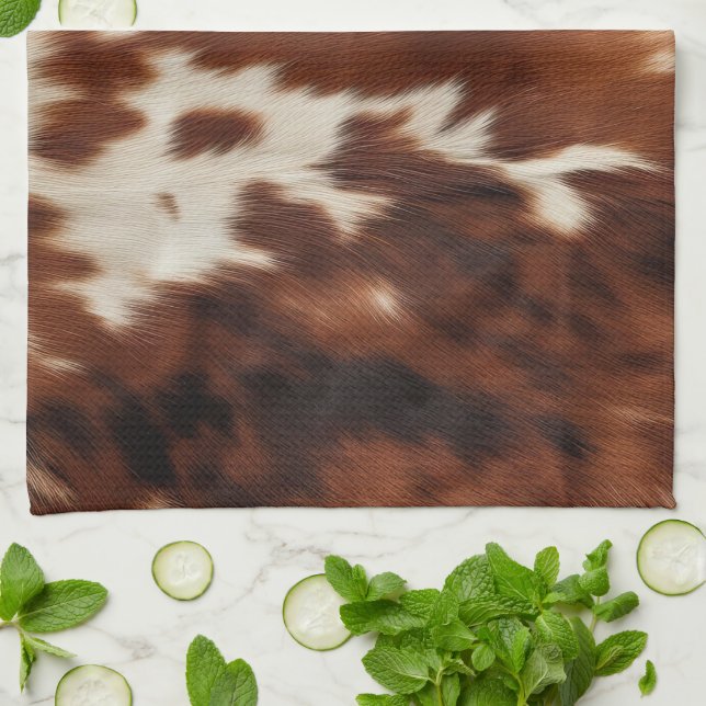 Brown Schwarz-weiß Cowhide Geschirrtuch (Gefaltet)
