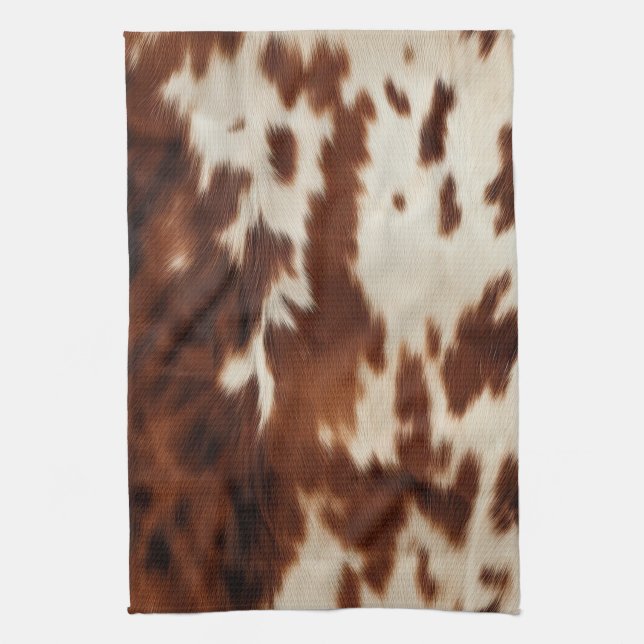 Brown Schwarz-weiß Cowhide Geschirrtuch (Vertikal)