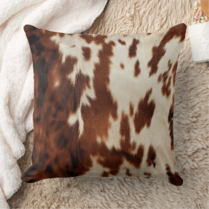 Brown Schwarz-weiß Cowhide Kissen