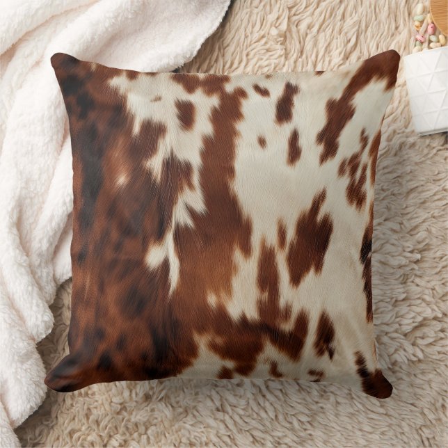Brown Schwarz-weiß Cowhide Kissen (Decke)