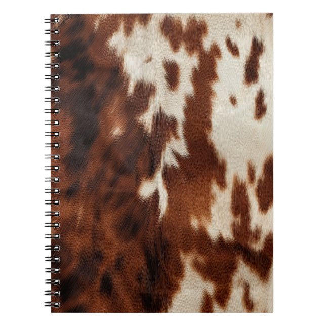 Brown Schwarz-weiß Cowhide Notizblock (Vorderseite)