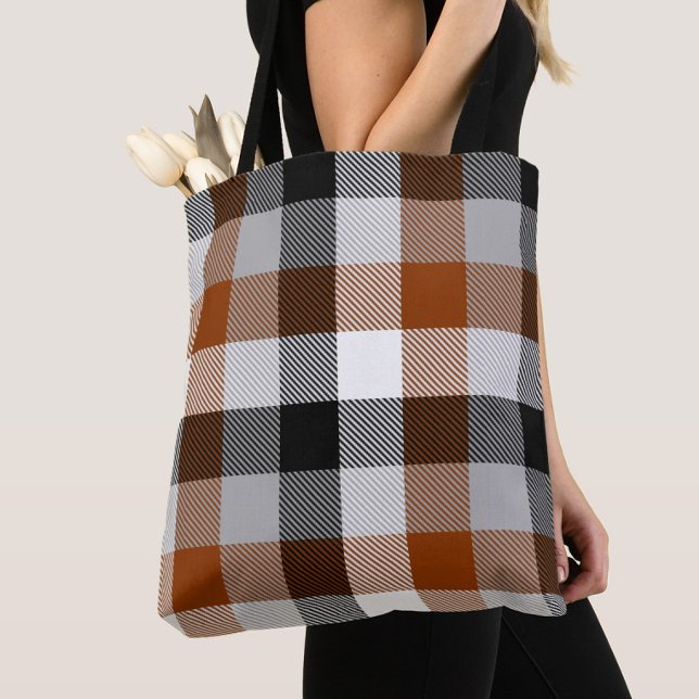 Brown Schwarz-weiß Twill Gingham Design Tasche (Von Creator hochgeladen)