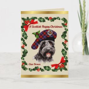 Brown Scottie Dog Personalisiert Xmas Karte