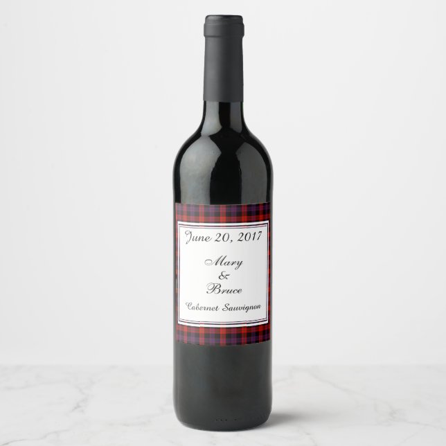 Brown Scottish Wedding Wine Label Weinetikett (Vorderseite)