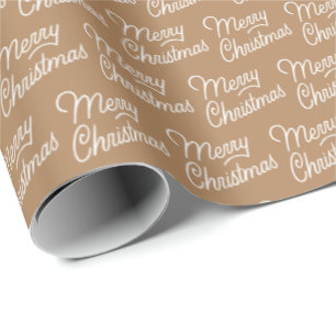 Brown Script Christmas Wrapping Paper Geschenkpapier