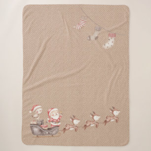Brown Sherpa Blanket mit dem Weihnachtsmann im Rot Sherpadecke