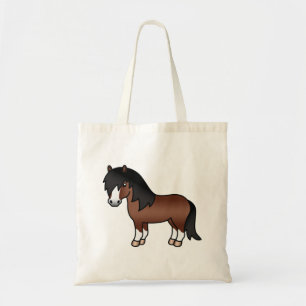 Brown Shetland Pony Niedlicher Cartoon Illustratio Tragetasche