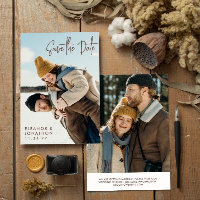 Brown Signature Script-Foto Save the Date (Von Creator hochgeladen)