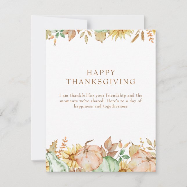 Brown Simple Happy Thanksgiving Card Feiertagskarte (Vorderseite)