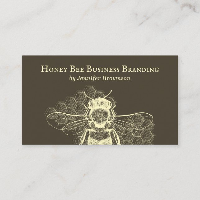 Brown Simple Honeycomb Bee Retro Apiary Visitenkarte (Vorderseite)