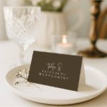 Brown Simple Modern Wedding Calligraphy Tischnummer<br><div class="desc">Brown Simple Modern Wedding Calligraphy Table Number

minimal wedding table number,  simple modern wedding guest order,  

table number wedding place card,  elegant wedding place card,  minimalist name table number,  bride and groom names,  simple table card,  wedding folded place card escort,  minimal,  black and white, </div>