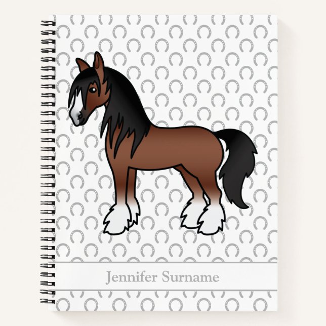 Brown Sinti und Roma Vanner Clydesdale Horse & Tex Notizbuch (Vorderseite)