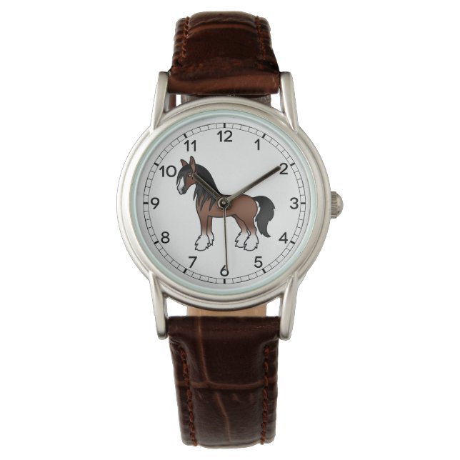Brown Sinti und Roma Vanner Clydesdale Shire Carto Armbanduhr (Vorderseite)