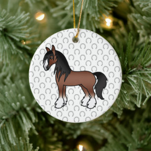 Brown Sinti und Roma Vanner Clydesdale Shire Carto Keramik Ornament