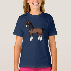 Brown Sinti und Roma Vanner Clydesdale Shire Carto T-Shirt