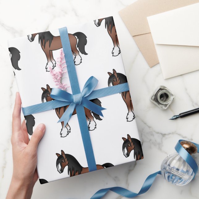 Brown Sinti und Roma Vanner Clydesdale Shire Patte Geschenkpapier (Schenken)