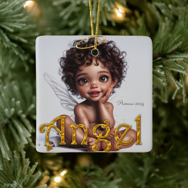 Brown Skin Baby Angel Keramikornament (Baum)