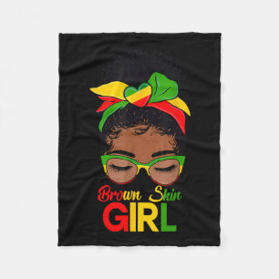 Brown Skin Girl Black Women Messy Bun Black Histor Fleecedecke