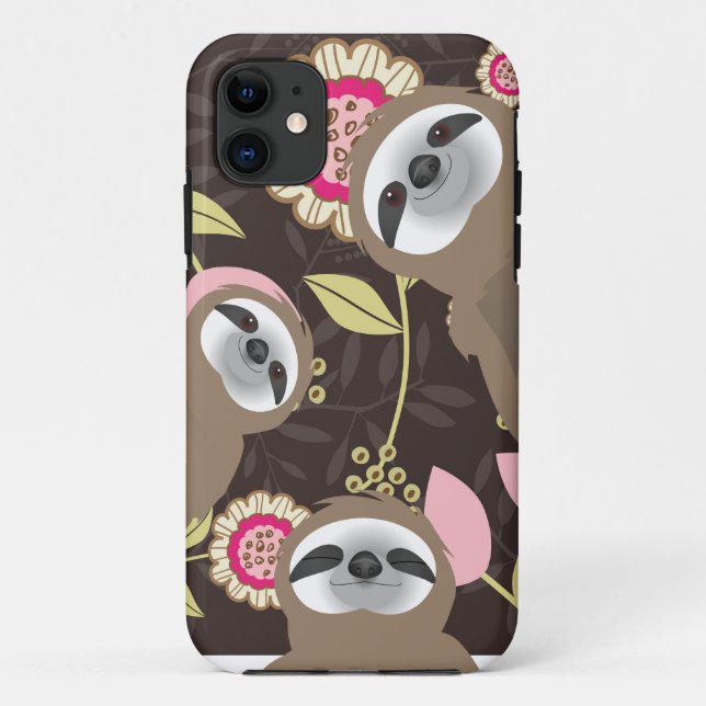 Brown Sloth Family Pinkeln durch Dschungel Case-Mate iPhone Hülle (Rückseite)