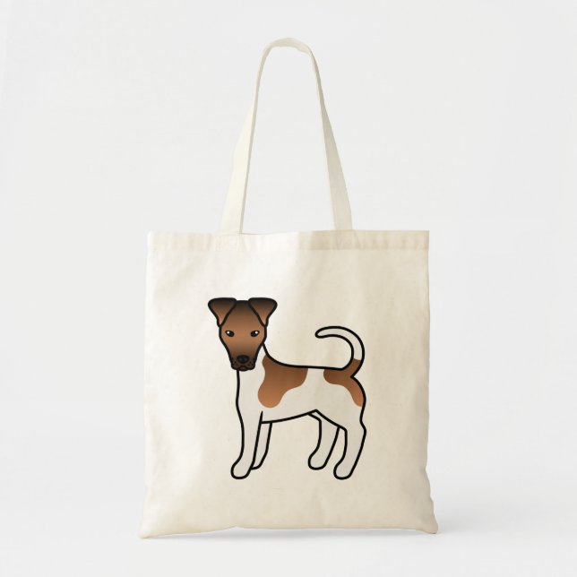 Brown Smooth Fox Terrier Niedlich Cartoon Dog Tragetasche (Vorne)