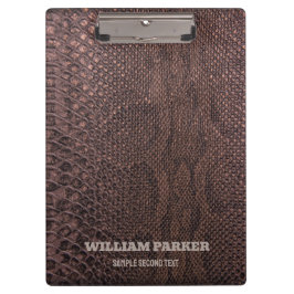 Brown Snakeskin Pattern Clipboard Klemmbrett