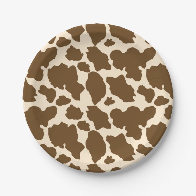 Brown Spots Cow Print Farmer Farm Animals Classy Pappteller (Vorderseite)